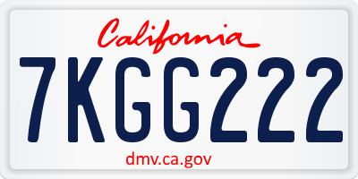 CA license plate 7KGG222