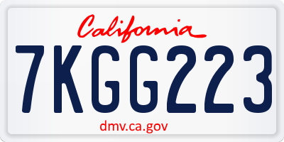 CA license plate 7KGG223