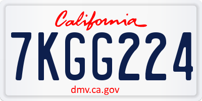 CA license plate 7KGG224