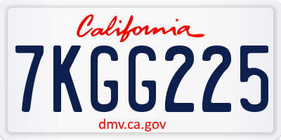 CA license plate 7KGG225