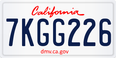 CA license plate 7KGG226