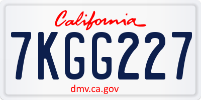 CA license plate 7KGG227