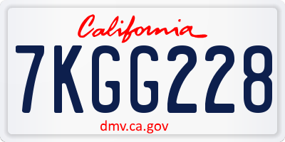CA license plate 7KGG228
