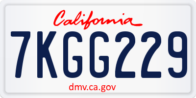 CA license plate 7KGG229