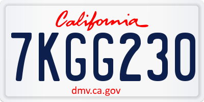 CA license plate 7KGG230