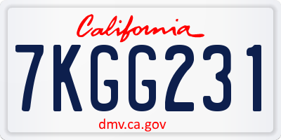CA license plate 7KGG231