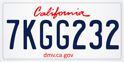 CA license plate 7KGG232