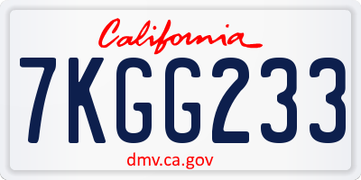 CA license plate 7KGG233