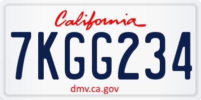 CA license plate 7KGG234