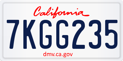 CA license plate 7KGG235