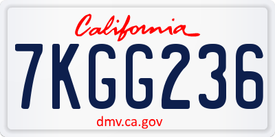 CA license plate 7KGG236