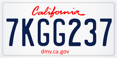CA license plate 7KGG237