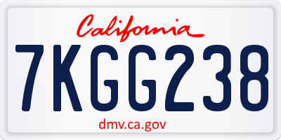 CA license plate 7KGG238