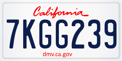 CA license plate 7KGG239