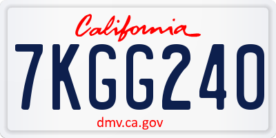 CA license plate 7KGG240