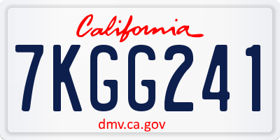CA license plate 7KGG241