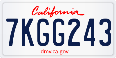 CA license plate 7KGG243