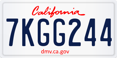 CA license plate 7KGG244