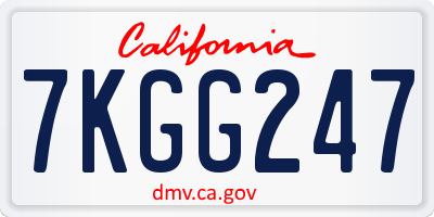 CA license plate 7KGG247