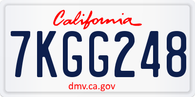 CA license plate 7KGG248