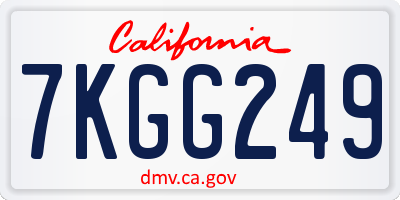 CA license plate 7KGG249