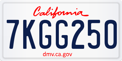 CA license plate 7KGG250