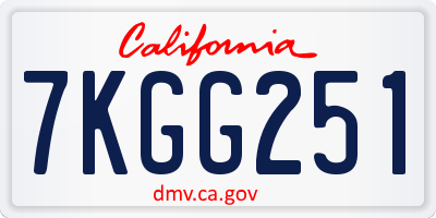 CA license plate 7KGG251