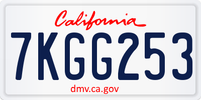 CA license plate 7KGG253