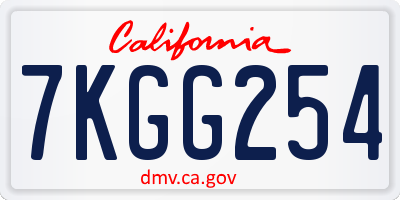 CA license plate 7KGG254