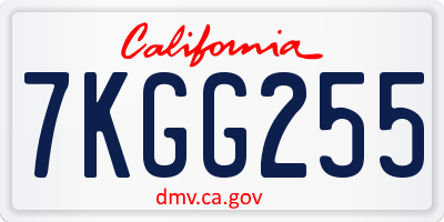 CA license plate 7KGG255