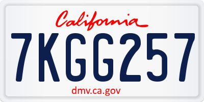 CA license plate 7KGG257
