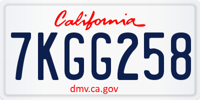 CA license plate 7KGG258