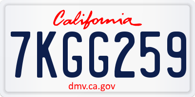 CA license plate 7KGG259