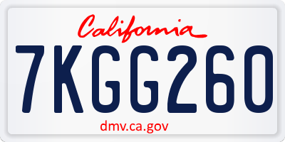 CA license plate 7KGG260