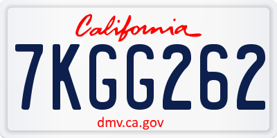 CA license plate 7KGG262