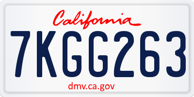 CA license plate 7KGG263