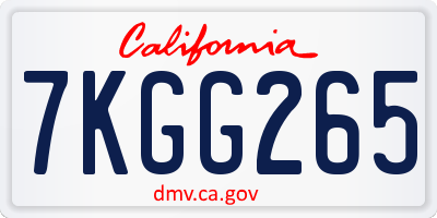 CA license plate 7KGG265