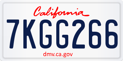 CA license plate 7KGG266