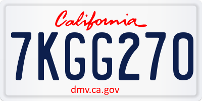CA license plate 7KGG270