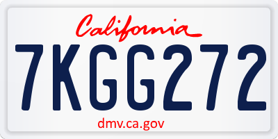 CA license plate 7KGG272