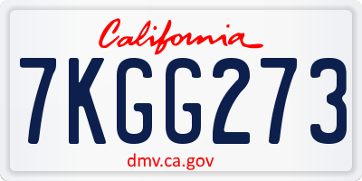 CA license plate 7KGG273