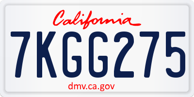 CA license plate 7KGG275