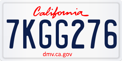 CA license plate 7KGG276