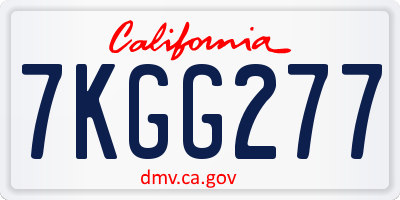 CA license plate 7KGG277