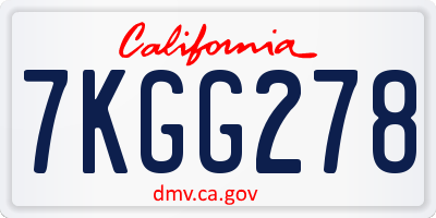 CA license plate 7KGG278