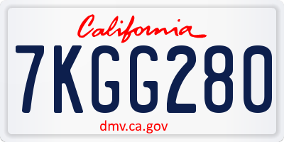 CA license plate 7KGG280