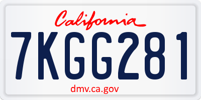 CA license plate 7KGG281