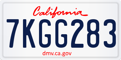 CA license plate 7KGG283