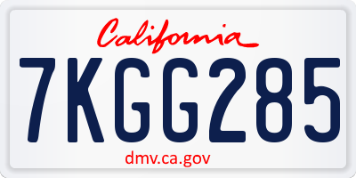 CA license plate 7KGG285