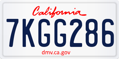 CA license plate 7KGG286